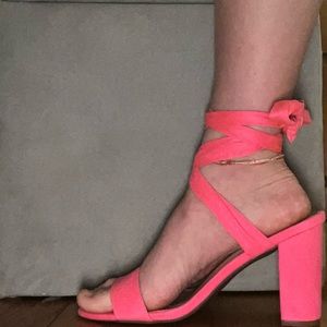 Hot pink high heel. Brand: Trary. From: Amazon. Originally $40